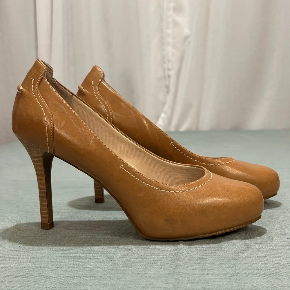 Rockport Tan Leather Platform Heels 8.5 Wide